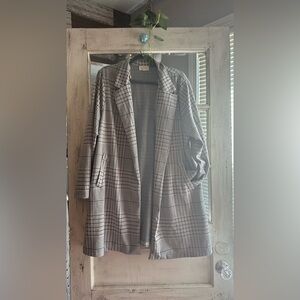 MelloDay | Plaid Gray Women's Long Cardigan